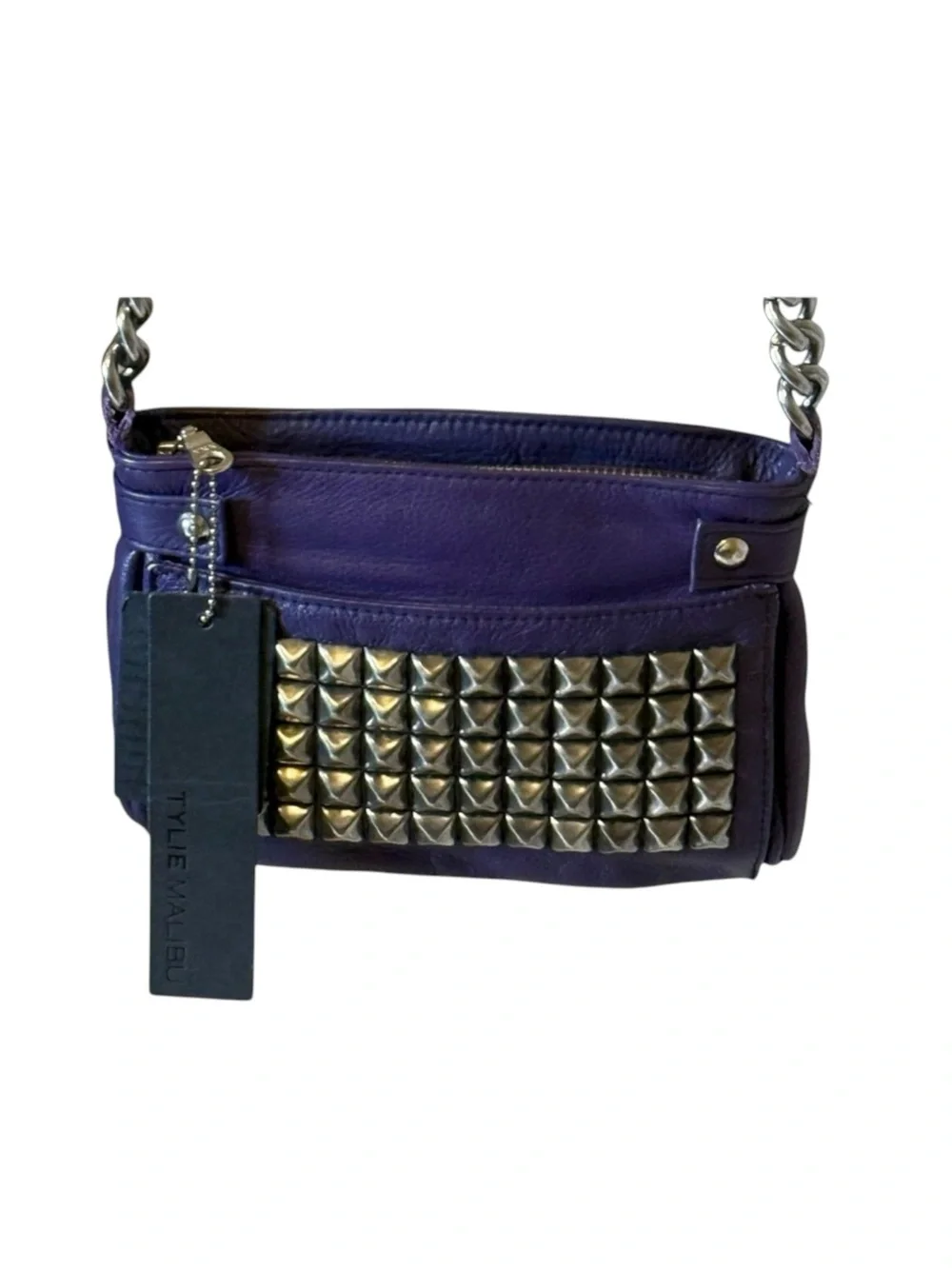 Y2K: new Tylie Malibu 𖢻 Runaway Rockstud Simone Cross Body Bag 𖢻 Purple Leather